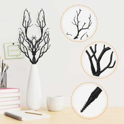 Miniatura 5 de SEWACC 4 ramas de árbol secas de cornamenta artificial, ramas de plástico con forma de asta de 13.76 pulgadas, ramitas decorativas para plantas