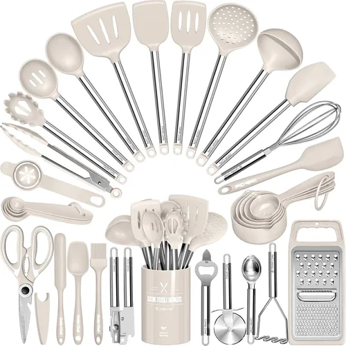 Miniatura 9 de Juego de utensilios de cocina - Umite Chef 34 piezas de utensilios de cocina con rallador, cuchara y espátula, silicona resistente al calor de grado