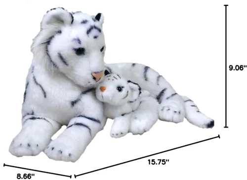 Miniatura 2 de Wild Republic Mom & Baby - Peluche de tigre blanco, juguete de peluche, regalos para niños, animales de zoológico, 11 pulgadas