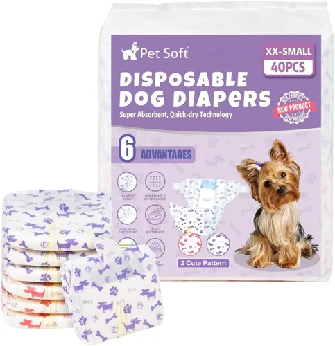 Pet Soft Pañales desechables para perras – Pañales desechables para perritos con indicador de humedad, pañal para cachorros y gatos súper