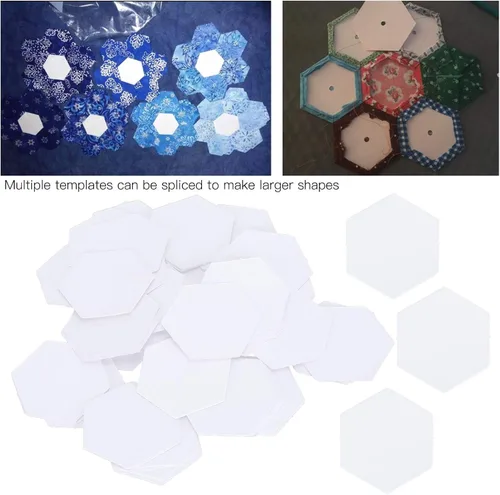 Miniatura 2 de 100 unidades de papel de pedazo, formas de pedazos de papel hexagonales, plantillas de acolchado, formas hexagonales de papel (0.630 in)