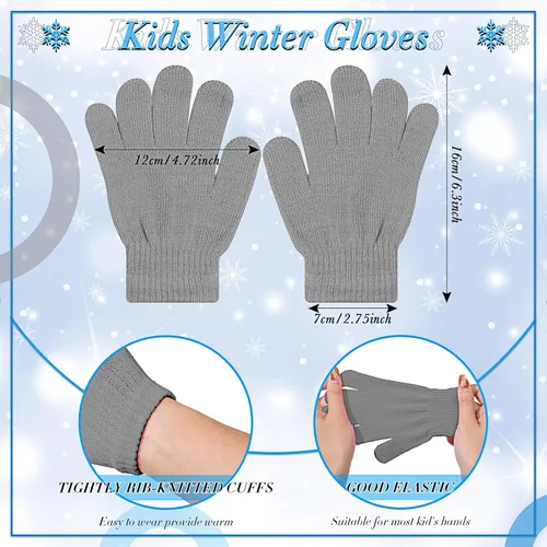 Miniatura 4 de Handepo 60 unidades de gorro y guantes de invierno para niños, sombreros de punto a granel, guantes cálidos unisex para clima frío, regalos