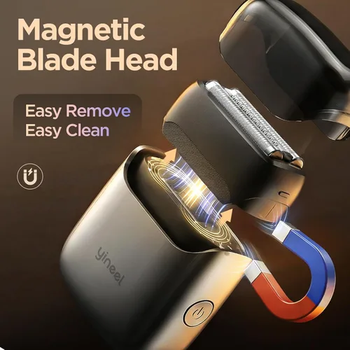 Miniatura 6 de Yineel VT100 - Afeitadora eléctrica de aluminio para hombre, tamaño de bolsillo con funda, elegante mini maquinilla de afeitar eléctrica portátil