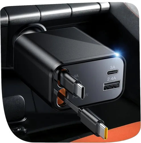 Miniatura 8 de Cargador retráctil para automóvil, cargador rápido 4 en 1, USB C, accesorios de coche para hombres y mujeres, accesorios de automóvil para regalos