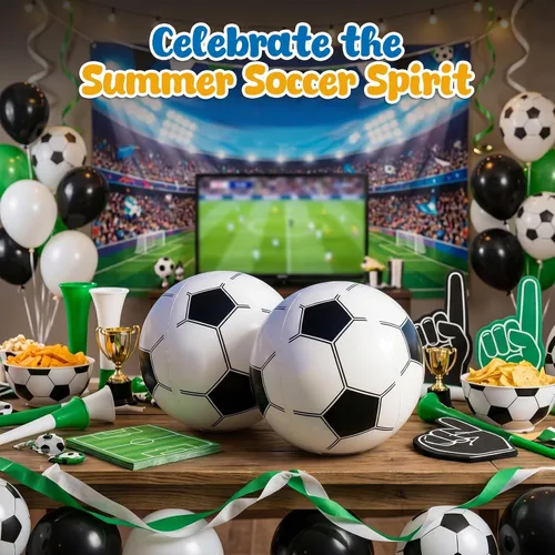 Miniatura 5 de LovesTown 3 pelotas de fútbol inflables, bolas de playa grandes de 12 pulgadas para decoraciones de fiesta de fútbol, recuerdos de fiesta