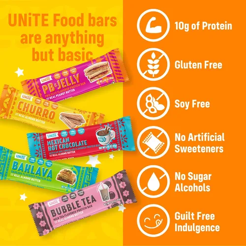 Miniatura 8 de UNiTE Baklava - Barras de proteína, paquete de 12, 1.59 onzas, 0.35 onzas de proteína, barra alta en fibra, mantequilla de almendras, ingredientes