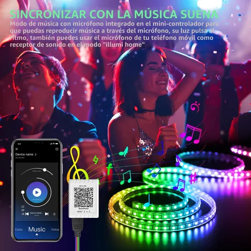 Miniatura 3 de Nexillumi Luces LED para dormitorio de 100 pies con sincronización de música que cambian de color, tira de luces LED inteligentes con control remoto