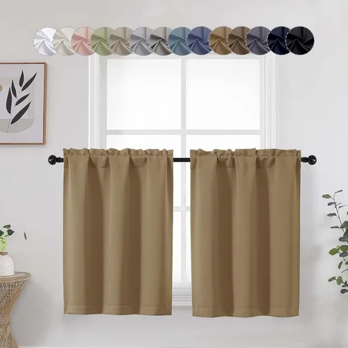 Miniatura 58 de Aqua Cafe - Juego de 2 paneles de cortinas opacas de 24 pulgadas de largo, con aislamiento térmico suave y sólido, para ventanas de baño, sótano