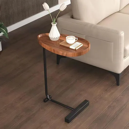 Miniatura 2 de Mesa auxiliar pequeña en forma de C de 2 piezas con marco de metal, mesa de sofá, bandeja de TV, mesita de noche, soporte portátil para laptop, mesa