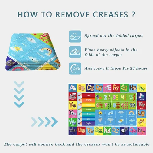 Miniatura 6 de Alfombra de juego para bebés, alfombra ABC para sala de juegos de niños, alfombra antideslizante lavable para niños pequeños, alfombra educativa