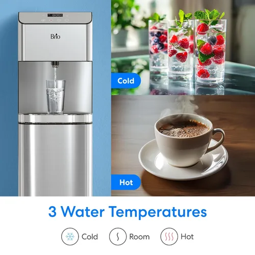 Miniatura 6 de Brio Moderna - Dispensador de enfriador de agua de carga inferior, triple temperatura, temperatura ajustable, autolimpieza, dispensador táctil