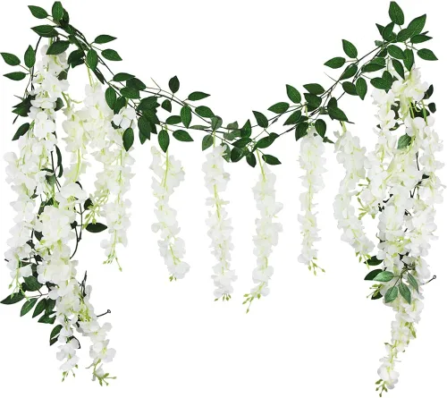 Miniatura 9 de CISDUEO 2 piezas de flores colgantes de glicina, flores de glicina, guirnalda de vid, decoración de arco de boda, enredaderas de glicina Rosa