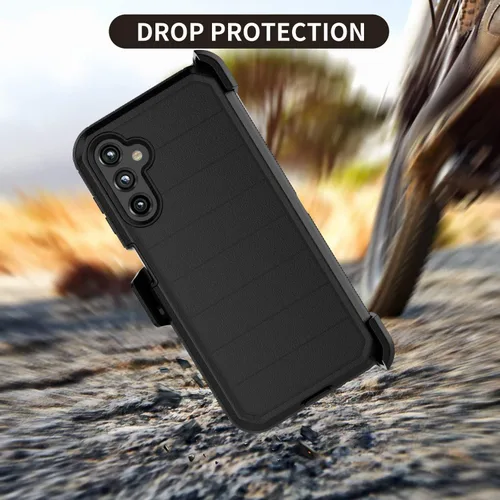 Miniatura 5 de Funda para teléfono Galaxy A14 5G, para Samsung A14 5G con clip para cinturón con [protector de pantalla incorporado] protector de pie resistente a