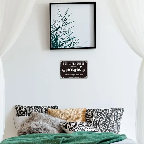 Miniatura 7 de Letrero inspirador con texto en inglés "I Still Remember The Days I Prayed", letreros inspiradores para mesa de estar, centros de mesa de madera