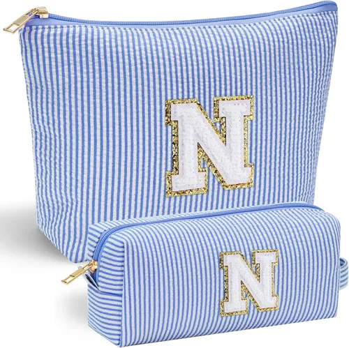 Miniatura 90 de YOOLIFE Regalos del Día de la Madre para mujeres, bolsa de maquillaje con inicial, bolsa de cosméticos, bolsa de maquillaje de viaje, regalos Rosado