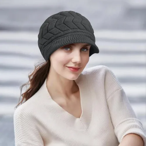 Miniatura 2 de Loritta Gorro de invierno para mujer, gorro de lana con visera