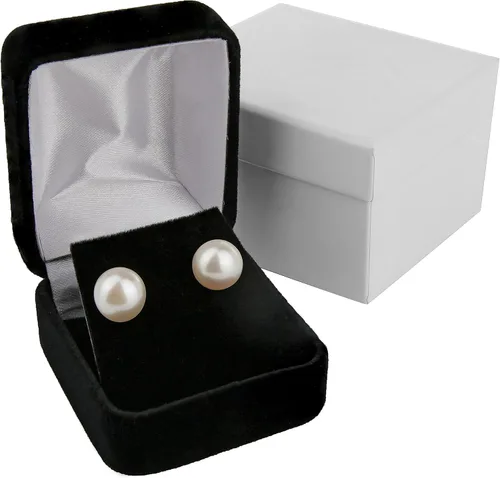 Miniatura 3 de Aretes de plata de ley con elegantes perlas de botón cultivadas en agua dulce, perlas de 0.197-0.472 in, caja de regalo incluida con aretes