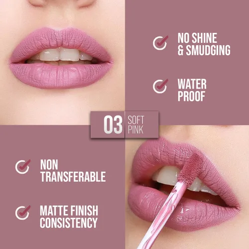 Miniatura 7 de ADEN Lápiz labial mate Tattoo - 7ML - Altamente pigmentado - Proporciona un acabado no brillante, no mancha y aterciopelado - Resistente al agua 03