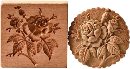 Miniatura 7 de Molde de madera tallada para galletas, cortador de galletas de jengibre, moldes para sellos de galletas para Springerle, tragacanto, mazapán