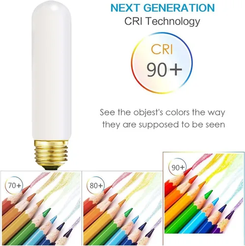 Miniatura 3 de Leools Bombilla LED esmerilada T10, bombilla LED tubular regulable E26, 8 W igual a 60 W, 3000 K, blanco suave, CRI90+, 600 lm, base E26 de T10