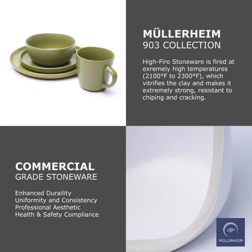 Miniatura 6 de MÜLLERHEIM 903 Minimalist Collection - Juego de vajilla de cerámica contemporánea de 16 piezas para 4, platos y cuencos de arándanos, juego