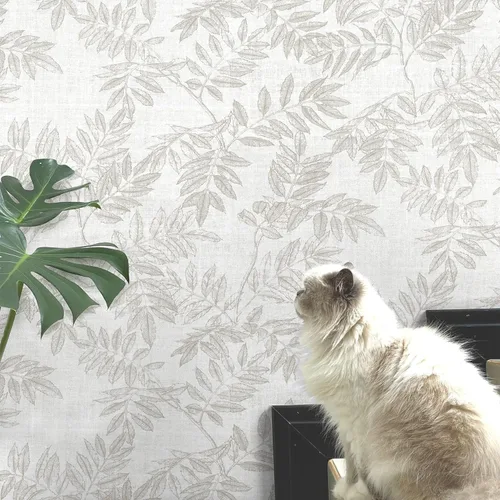 Papel tapiz de hojas neutrales para despegar y pegar, papel de contacto bohemio para armarios y cajones, moderno, extraíble, autoadhesivo, para