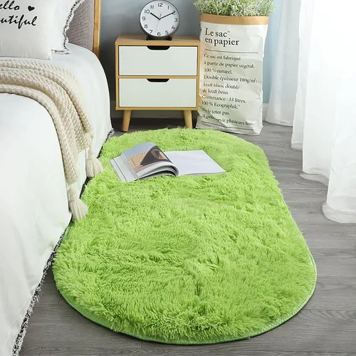 Miniatura 10 de ZZenSmot Alfombra ovalada y esponjosa, alfombra de noche de felpa suave, color liso, para dormitorio, sala de estar, color rosa, 63 x 24 pulgadas