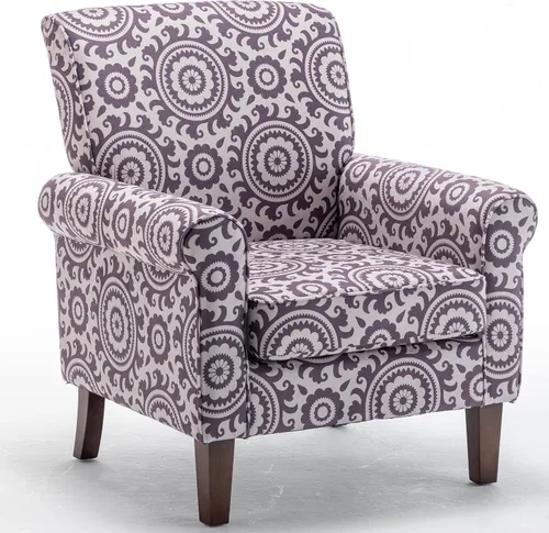 Miniatura 17 de Container Furniture Direct Sillón clásico con marco de madera de abedul y cómodos reposabrazos enrollados, sillones para sala de estar, dormitorio