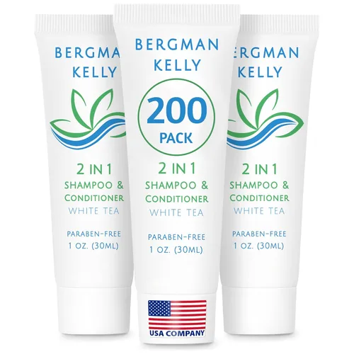 Miniatura 8 de BERGMAN KELLY - Champú y acondicionador 2 en 1 tamaño viaje - 1 fl oz, 100 PK, té blanco - Deleite a sus invitados con amenidades de champú