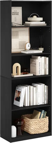 Miniatura 9 de Furinno GEHRY - Estantería para libros, 5 niveles, con estantes ajustables, 11.6 x 24.8 x 71.4 pulgadas, para oficina en casa, sala de estar, roble