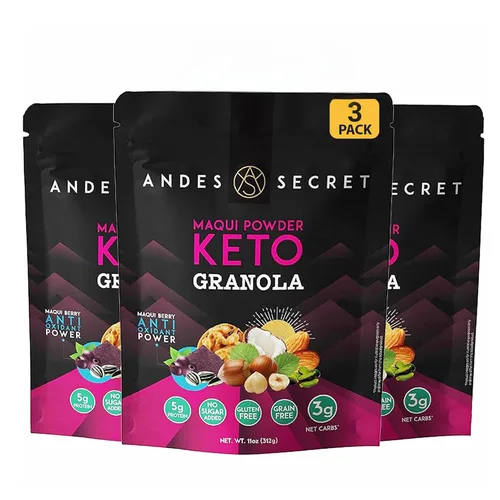 Miniatura 10 de Andes Secret Granola de cacao - Almendras, avellanas - Granola keto alta en proteínas sin azúcar, granos y gluten - 11 oz (1 paquete)
