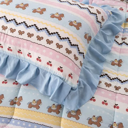 Miniatura 8 de Aimuan Unicorn Striped Print Comforter Set for Kids Girls Boys, Kawaii Bow Bedding Set Bedroom Decor, Twin/Full/Queen (Twin, Blue-Pink)
