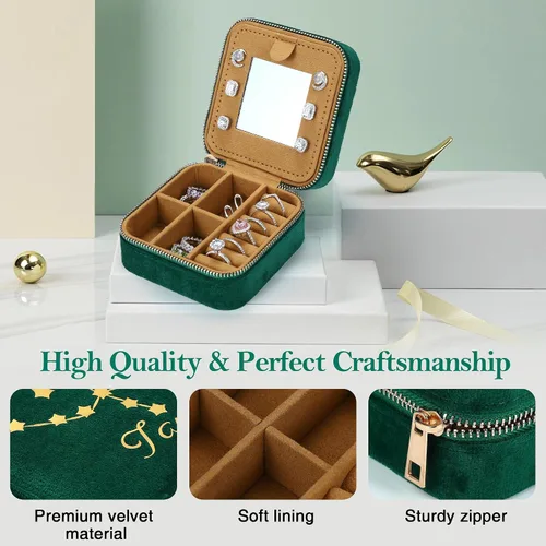 Miniatura 5 de Joyero Constellation para niñas y mujeres, joyero de viaje de terciopelo de felpa Joyero de viaje para mujer Estuche de viaje pequeño para joyería