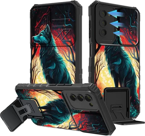 Miniatura 900 de Funda para Samsung Galaxy S22 Ultra 5G, Galaxy S22 Ultra con cubierta de cámara deslizante, funda resistente de doble capa con función atril Black