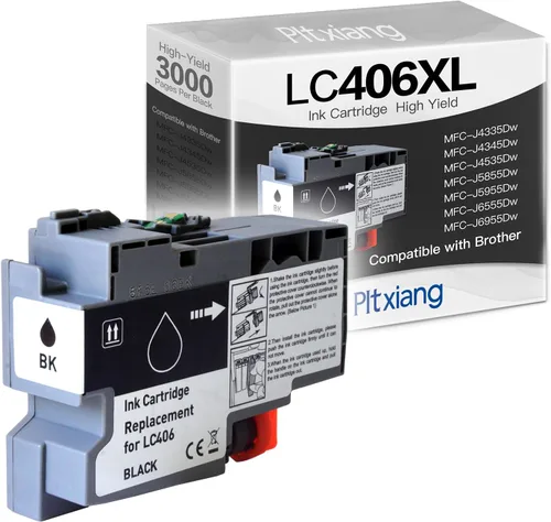 Compatible con cartucho de tinta Brother LC406 BK, repuesto para Brother LC 406 BK/LC406XL BK, alto rendimiento de 3000 páginas, para: MFC-J4335DW,