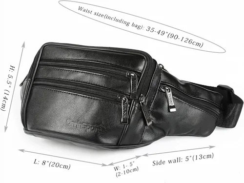 Miniatura 4 de OrrinSports Riñonera de cuero con múltiples bolsillos para mujeres y hombres, vida diaria y viajes al aire libre, 04#Black (Leather), L, Moda