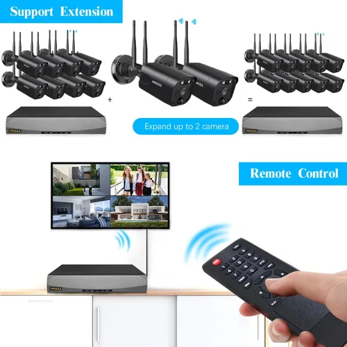 Miniatura 7 de Audio de 2 vías 5.5MP antenas duales WiFi seguridad sistema de cámara inalámbrica videovigilancia hogar cámaras de seguridad inalámbricas al aire