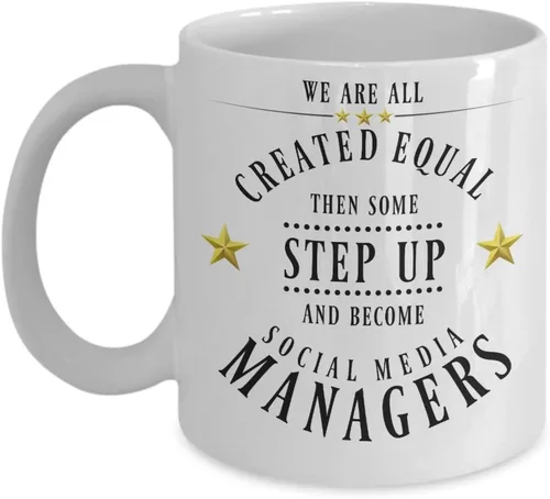 Social Media Management Regalos Divertido Regalo para Gerente de Medios Sociales Creado Igual Regalo de Apreciación para Hombres Tazas de Café Taza