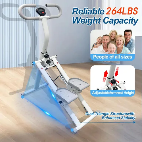 Miniatura 5 de Escalera para gimnasio en casa, máquina de entrenamiento vertical plegable, máquina de entrenamiento de cuerpo completo con asas ajustables, monitor