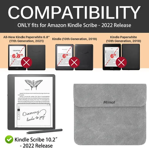 Miniatura 2 de Miimall Funda compatible con Kindle Scribe 2022, de cuero de alta calidad, funda protectora de cuero para Kindle Scribe de 10.2 pulgadas