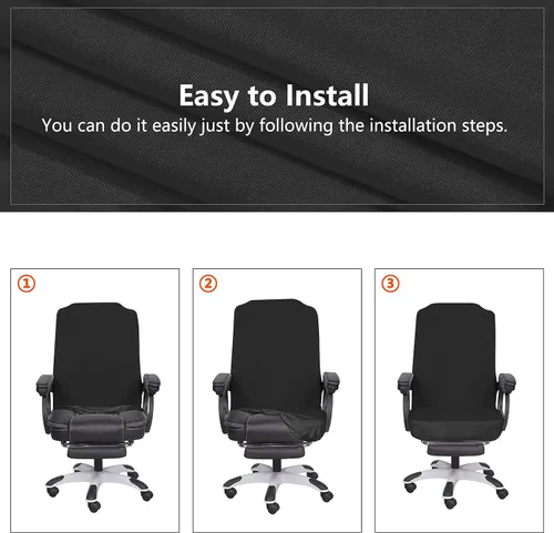 Miniatura 5 de SARAFLORA Funda para Silla de Oficina - Mediano, Negro - Funda Extraíble para Silla de Computadora para Silla de Oficina con Cremallera para Silla