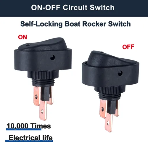 Miniatura 2 de 6 interruptores basculantes de barco con luz LED, interruptor de palanca de encendido y apagado de forma ovalada 3 pines SPST 12 V 30 A