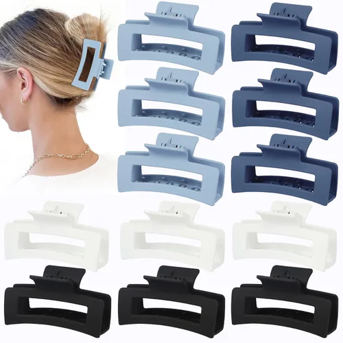 Miniatura 13 de Sisiaipu Accesorios Medianos para el Cabello de 3.5 Pulgadas - 12 Piezas Pinzas de Mandíbula Cuadradas para Cabello Grueso y Fino, Pinzas Básico