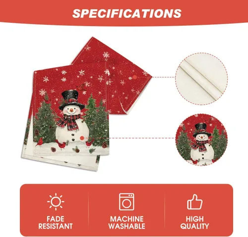 Miniatura 5 de Artoid Mode Camino de mesa con diseño de muñeco de nieve y pájaros de Navidad, decoración de mesa de comedor para interiores y exteriores