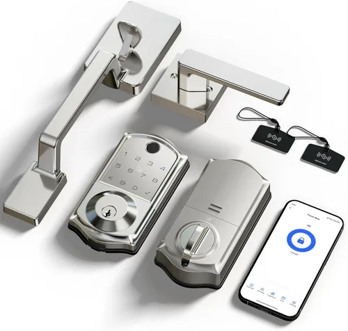 Miniatura 16 de Veise VE017-D Cerradura inteligente de huella digital para puerta delantera, control por aplicación, cerradura de cerrojo sin llave 7-en-1