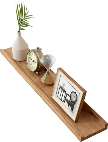 Miniatura 12 de Estantes flotantes de roble – Repisa de madera natural montada en la pared – Repisa de fotos – Estante de almacenamiento de pared para oficina