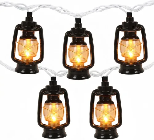 Mini cadena de luces de queroseno de 8.5 pies, luces negras con 14 mini luces de aceite negras impermeables, luces de queroseno para interiores y