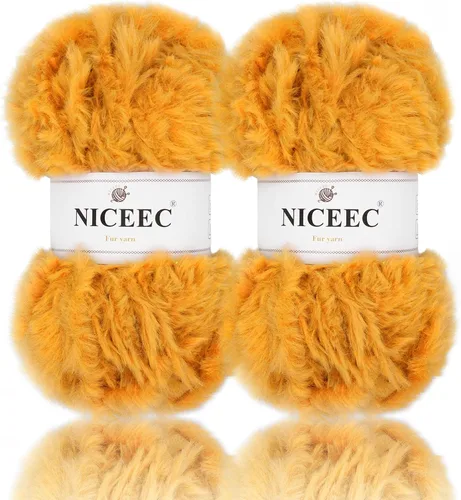 Miniatura 87 de NICEEC Hilo de Pelo Sintético Super Suave, Grueso y Esponjoso, Hilo de Pestañas para Crochet y Tejido (Longitud Total 192m/9.1kg) - Otoño/300g