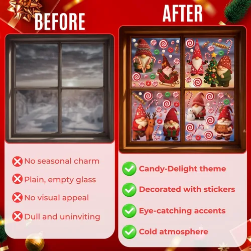 Miniatura 6 de WALPLUS Calcomanías Navideñas para Ventanas Decoraciones de Doble Cara Reutilizables Despegar y Pegar Removibles para Vidrio Sala de Estar Cuarto