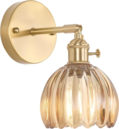 Miniatura 25 de Shenmoyl Aplique de Pared Vintage Operado por Batería con Linda Campana de Vidrio Tulipán Verde, Recargable Inalámbrica, Luz de Pared con Control